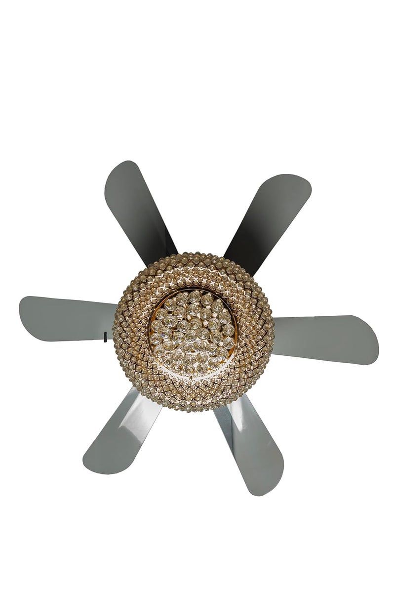 Aera Designer Fans Aera Zircon 02 Ceiling Fan with Crystal Chandelier Light Remote Control Noiseless High Speed 75W AC Motor Rose Gold Finish Body 45W 4K LED Light Premium Ceiling Fan  - Image 2