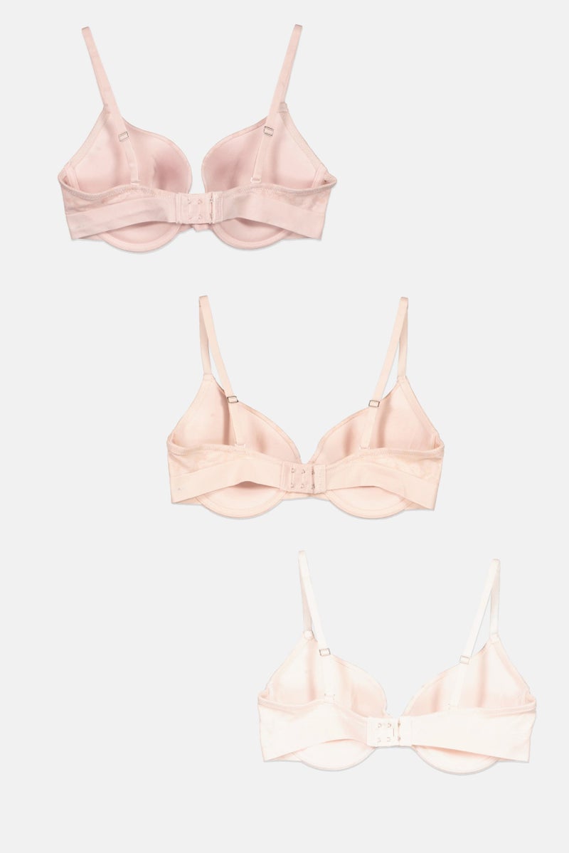 Tahari Women 3 Pieces Padded Textured Underwired Bra, Multicolor  - Image 3