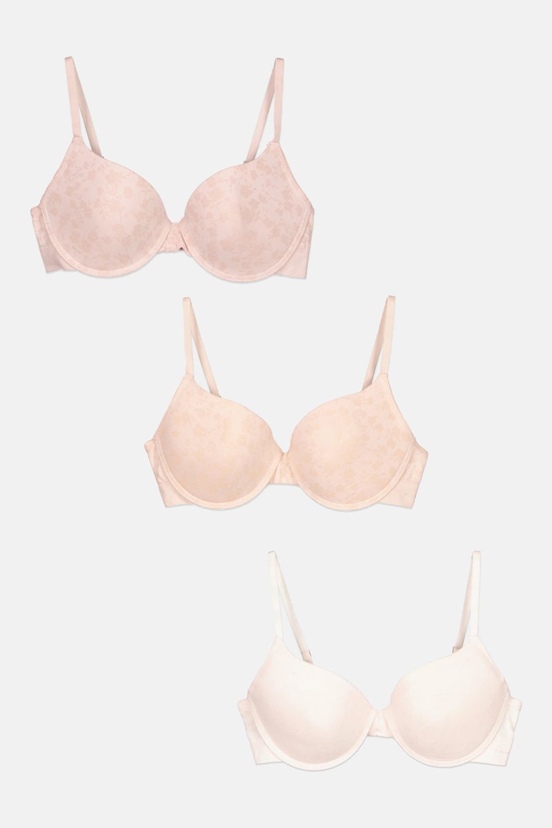 Tahari Women 3 Pieces Padded Textured Underwired Bra, Multicolor  - Image 2