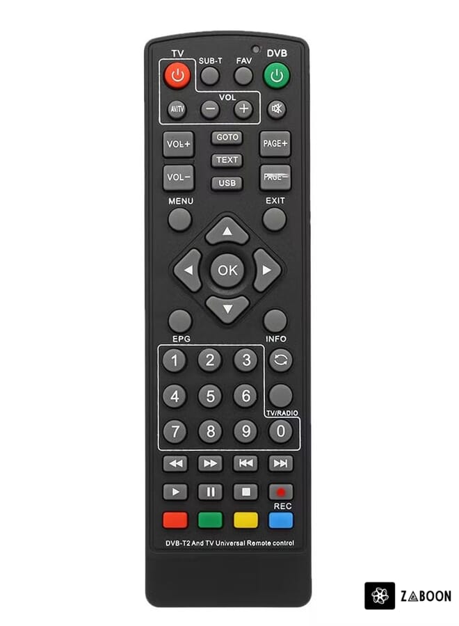Zaboon Replacement Universal Remote Control For Smart TV/STB Controller 15.5 x 2 x 4.5cm Black