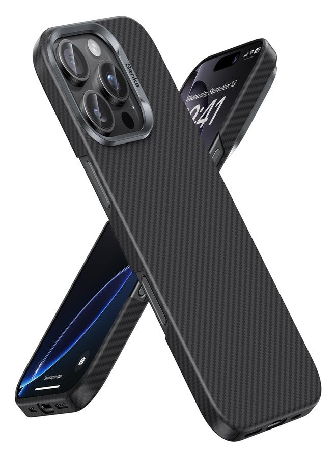 بينكس جراب BENKS ArmorAir لهاتف iPhone 16 Pro، [متوافق مع Magsafe] جراب فائق النحافة وخفيف الوزن لهاتف iPhone 16 Pro، مصنوع من ألياف الأراميد Dupont Kevlar 600D، تصميم بسيط باللون الأسود - Image 1