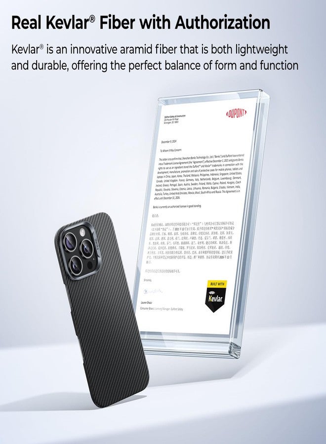 بينكس جراب BENKS ArmorAir لهاتف iPhone 16 Pro، [متوافق مع Magsafe] جراب فائق النحافة وخفيف الوزن لهاتف iPhone 16 Pro، مصنوع من ألياف الأراميد Dupont Kevlar 600D، تصميم بسيط باللون الأسود - Image 3