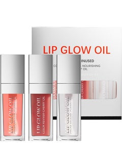 Charm Kiss 3 Colors Tinted Plumping Lip Oil Gloss Set, Fat Lip Oil Drip Lip Glow Oil,Ultra-Hydrating & Nourishing Lip Care Lip Tint, Smooth Glossy Shiny Transparent Lip Gloss Plumping Lip Care (SET B)  - Image 1