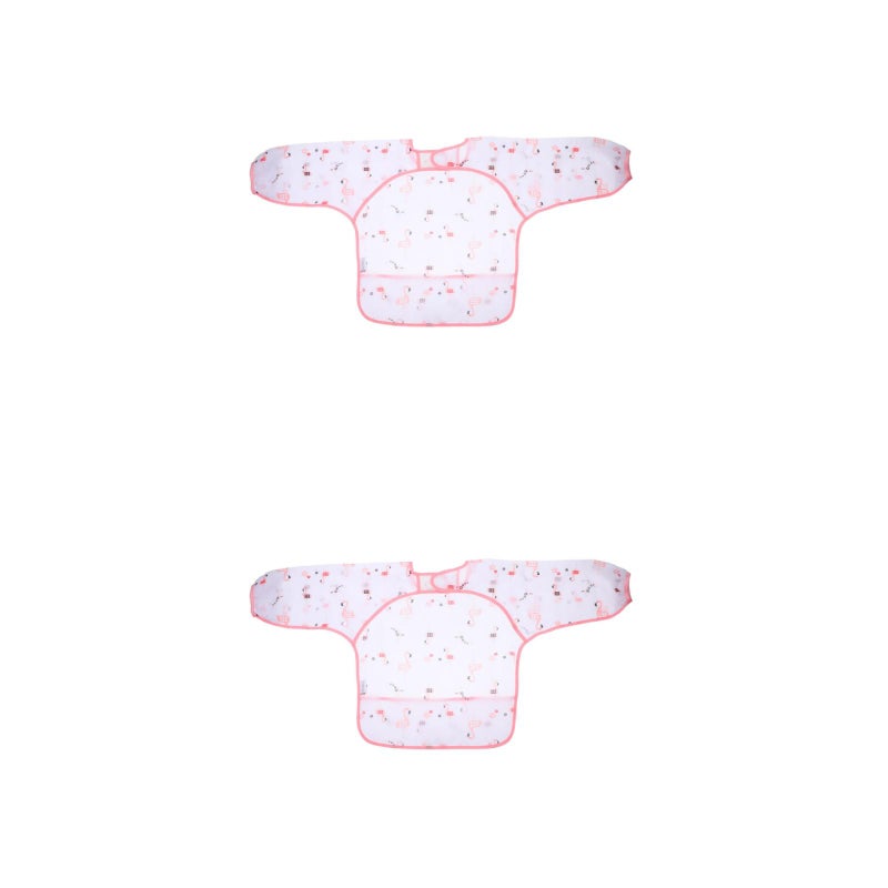 2pcs Baby Sleeve Aprons Children Breathable Painting Flamingo Aprons Baby Eatting Clothes ( , Size 90, 0.6-2 Years Old Style) - Image 1