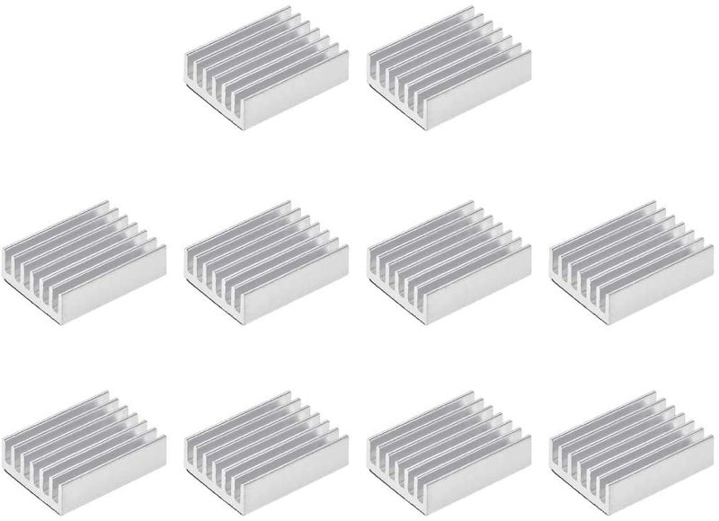 10 قطعة من مشتت الحرارة من الألومنيوم الفضي مقاس 6x20x14 مم مع وسادة تبريد ذاتية اللصق للطابعة ثلاثية الأبعاد - Image 1