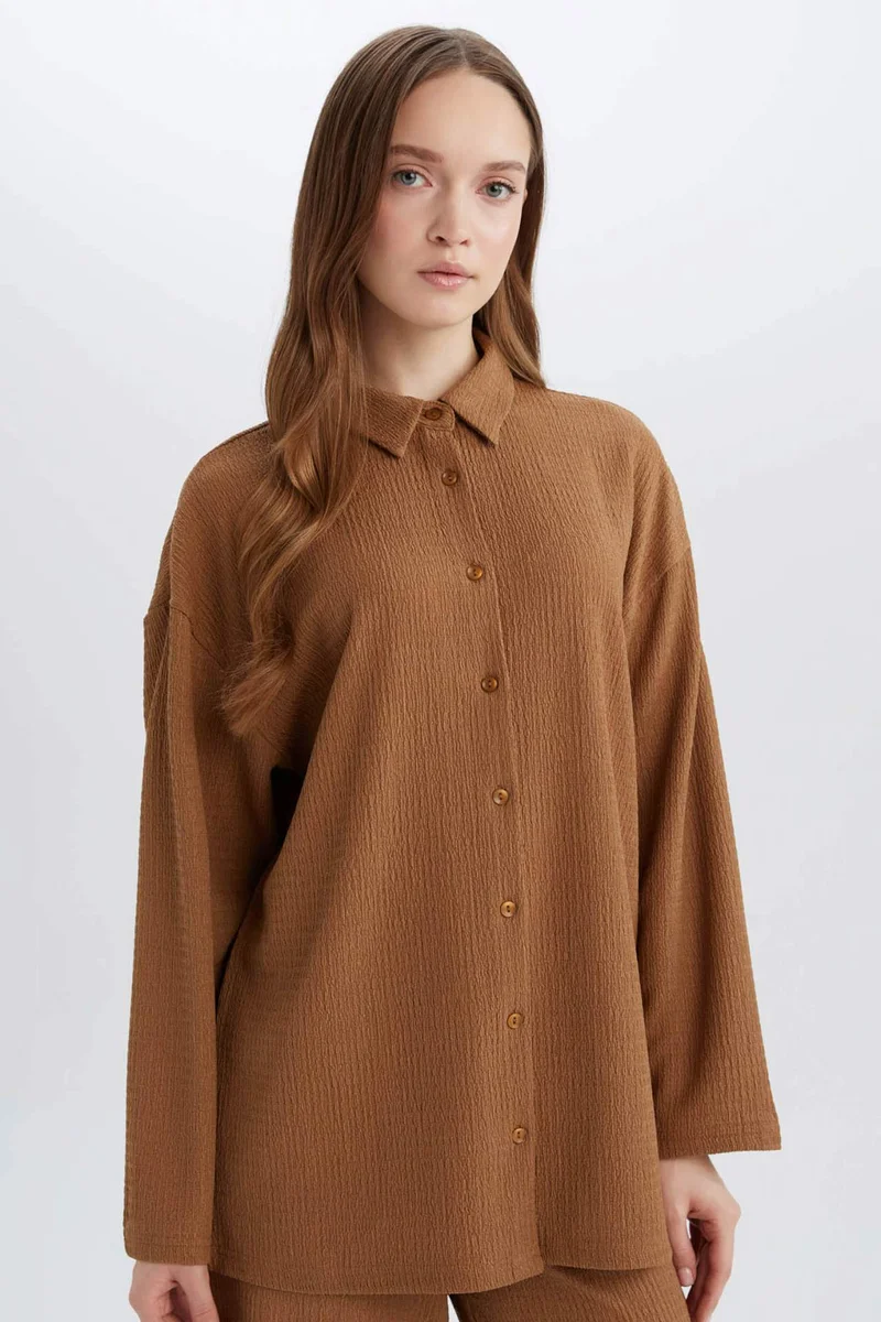ديفاكتو Relax Fit Polo Collar Long Sleeve T-Shirt