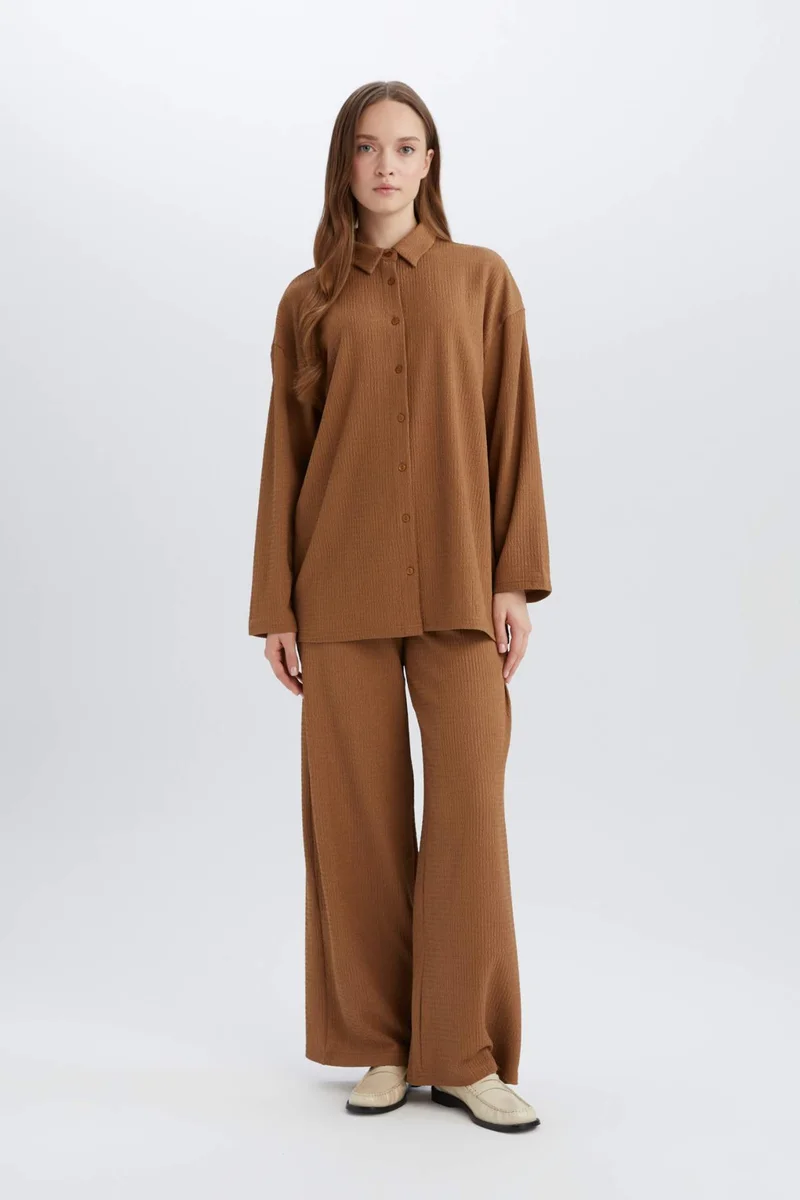 ديفاكتو Relax Fit Polo Collar Long Sleeve T-Shirt