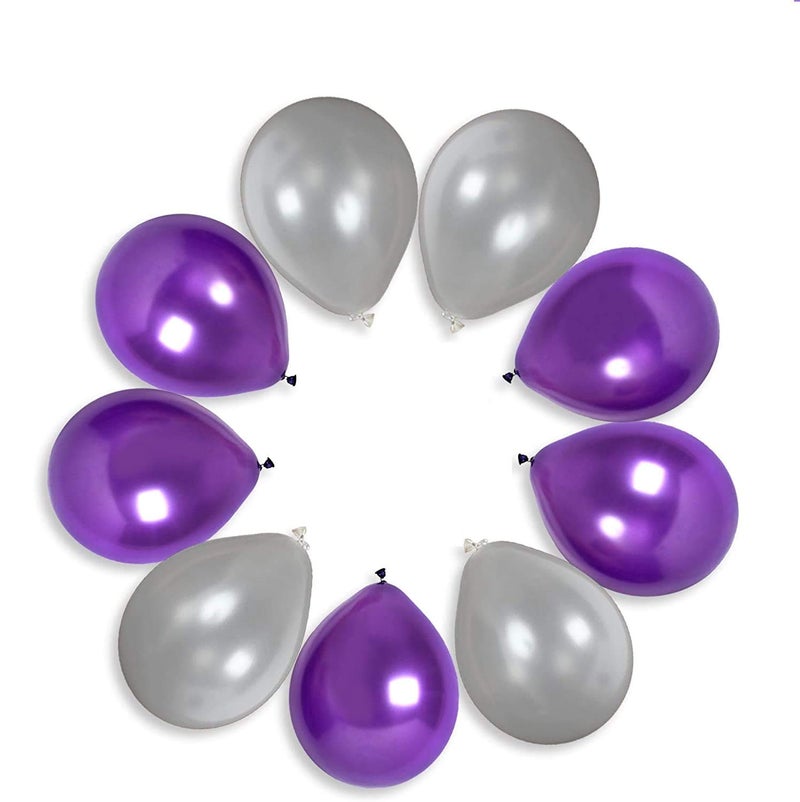 HK balloons® 100Pcs Purple Silver Latex Balloons Premium Helium Balloons for Birthday Wedding Valentine Engagement Anniversary Christmas Festival Baby Shower Party Decorations Balloons - Image 2