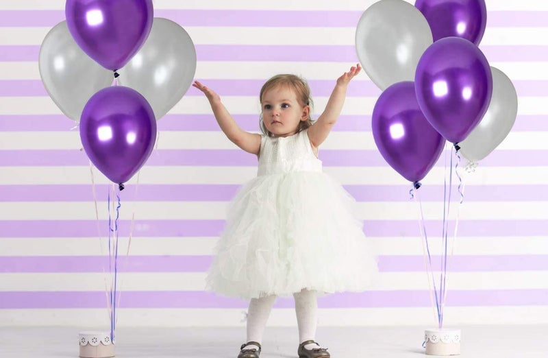 HK balloons® 100Pcs Purple Silver Latex Balloons Premium Helium Balloons for Birthday Wedding Valentine Engagement Anniversary Christmas Festival Baby Shower Party Decorations Balloons - Image 3
