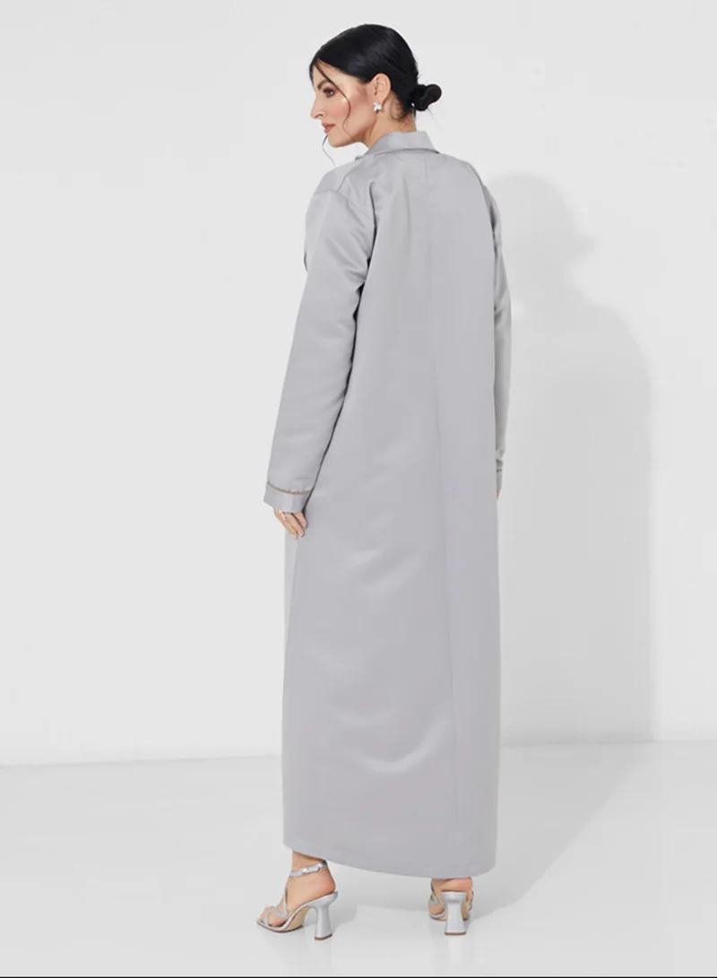 Rosette Abaya Blazer-cut Coat Abaya