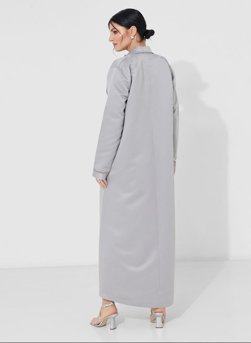 Rosette Abaya Blazer-cut Coat Abaya  - Image 3