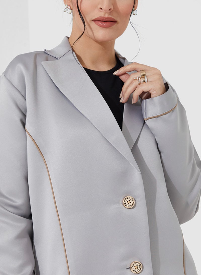 Rosette Abaya Blazer-cut Coat Abaya  - Image 2
