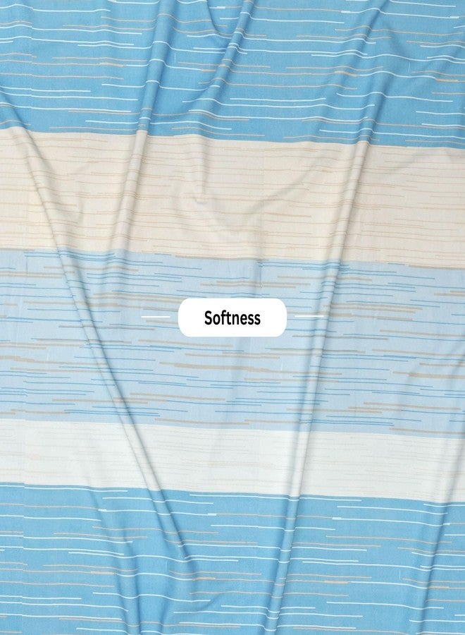 BSB HOME 100% Cotton Feel Double Bed Bedsheet Set | 144 TC Soft & Breathable | Ocean Blue and Skin Big Striped with 2 Pillow Covers | Wrinkle Free | for Bedroom (90 x 90 Inches) - Image 4