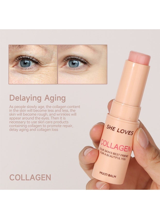 Sheloves Collagen Moisturizing Multi Balm Stick, Collagen Wrinkle Bounce Multi Balm Stick for Anti-Aging, Reduce Fine Lines, Firming Skin, Enhances Elasticity & Plump, Deeply Hydration Soft Skin - Image 2