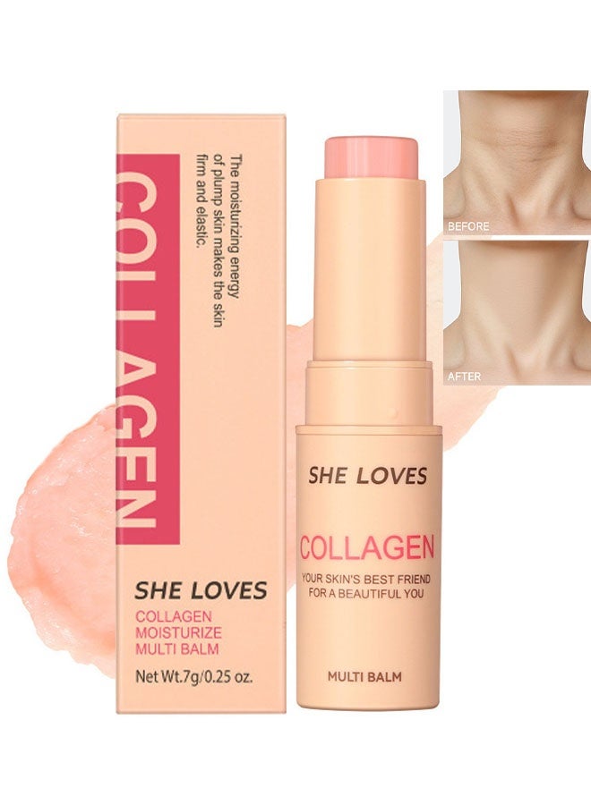 Sheloves Collagen Moisturizing Multi Balm Stick, Collagen Wrinkle Bounce Multi Balm Stick for Anti-Aging, Reduce Fine Lines, Firming Skin, Enhances Elasticity & Plump, Deeply Hydration Soft Skin - Image 1