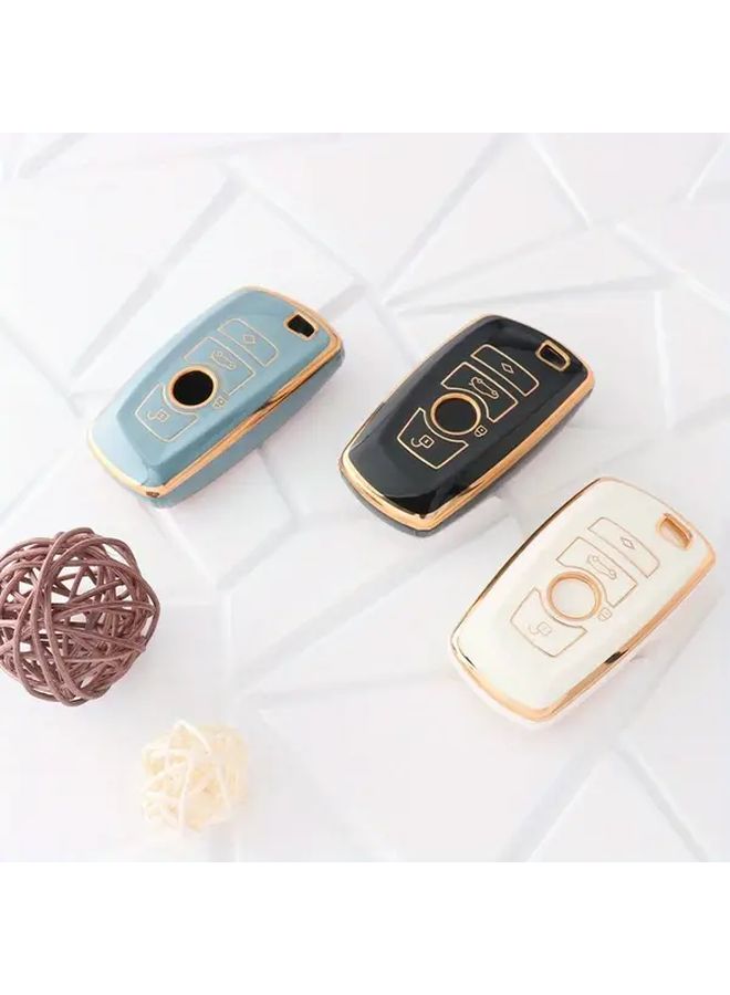 Black Car Key Cover Durable Remote Shell Fob Protects and Enhances Interior Easy Button Access - Image 5