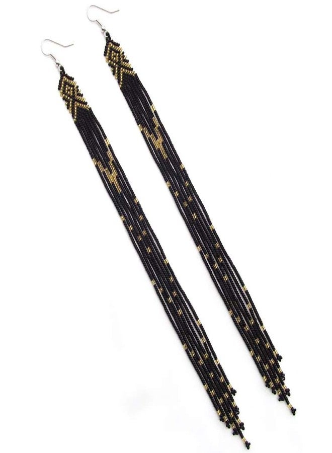 BeadsCorner One of a kind Tribal Extra Long Beaded Statement Earrings Handmade, Glass - Image 1
