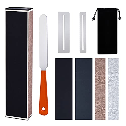 Meideal Guitar Fingerboard Luthier Tools Set Includes 8" Guitar Fret Leveling Sanding Beam Leveler, Guitar Fret Crowning Luthier File, Fingerboard Guards and Replacement Sanding Papers for Guitar Bass - Image 1
