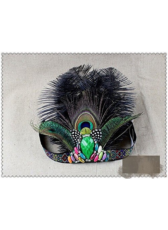 Seven & Nine Service Women'S Handmade Indian Feather Fascinator Headband Black  - Image 3