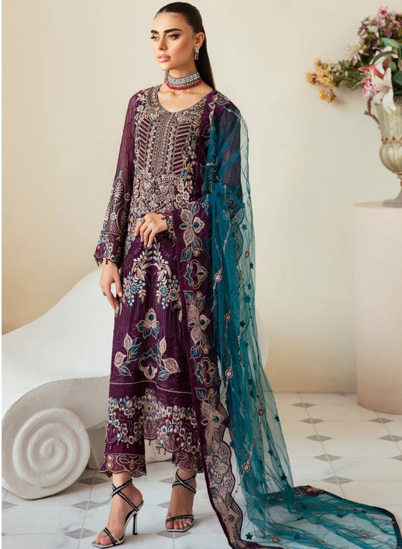 Sky cashmere Dastoor 3 Piece Chiffon Dress  - Image 1
