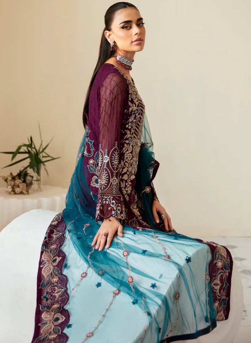 Sky cashmere Dastoor 3 Piece Chiffon Dress  - Image 2