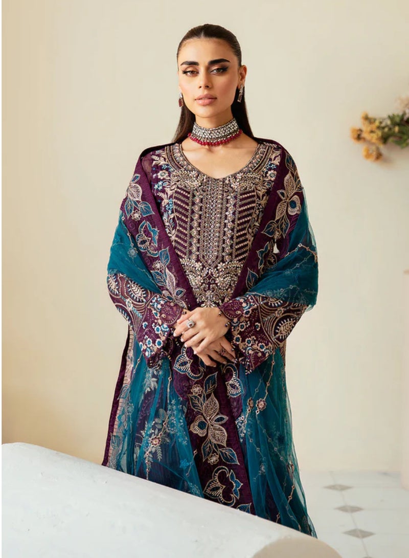 Sky cashmere Dastoor 3 Piece Chiffon Dress  - Image 3