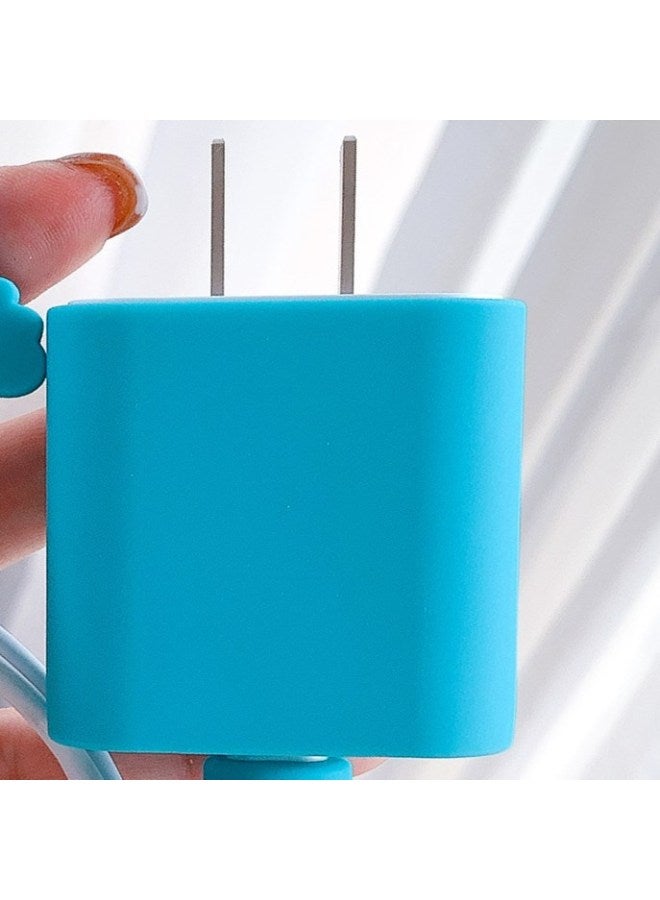 2024 Four-piece Charger Protective Cover For Apple 15 Fast Charging Protective Cover 18W/20W Charger-Specifications:78. Blue (five-piece Set) Big Head + 2 Small Heads + 1.4m Wire Rope + Tie  - Image 1