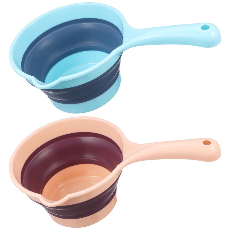 Collapsible Water Ladle And Scoop Set 2Pcs Long Handle Plastic For Kitchen Cooking Blue - Image 2