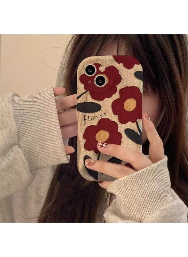 NIBEMINENT Creamy Red Flowers Protective TPU Case Cover For iPhone 17 Air, White - Image 2