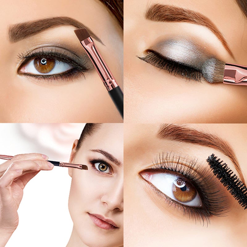 DELAYNOMORE77 Duo Eyebrow Brush, Spoolie Brush and Angled Brow Brush Eyelash Brush for Eye Makeup. (5pcs, Black) - Image 5