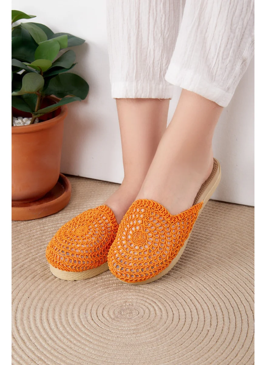 Tofisa Women's Orange Straw Slippers - 25535
