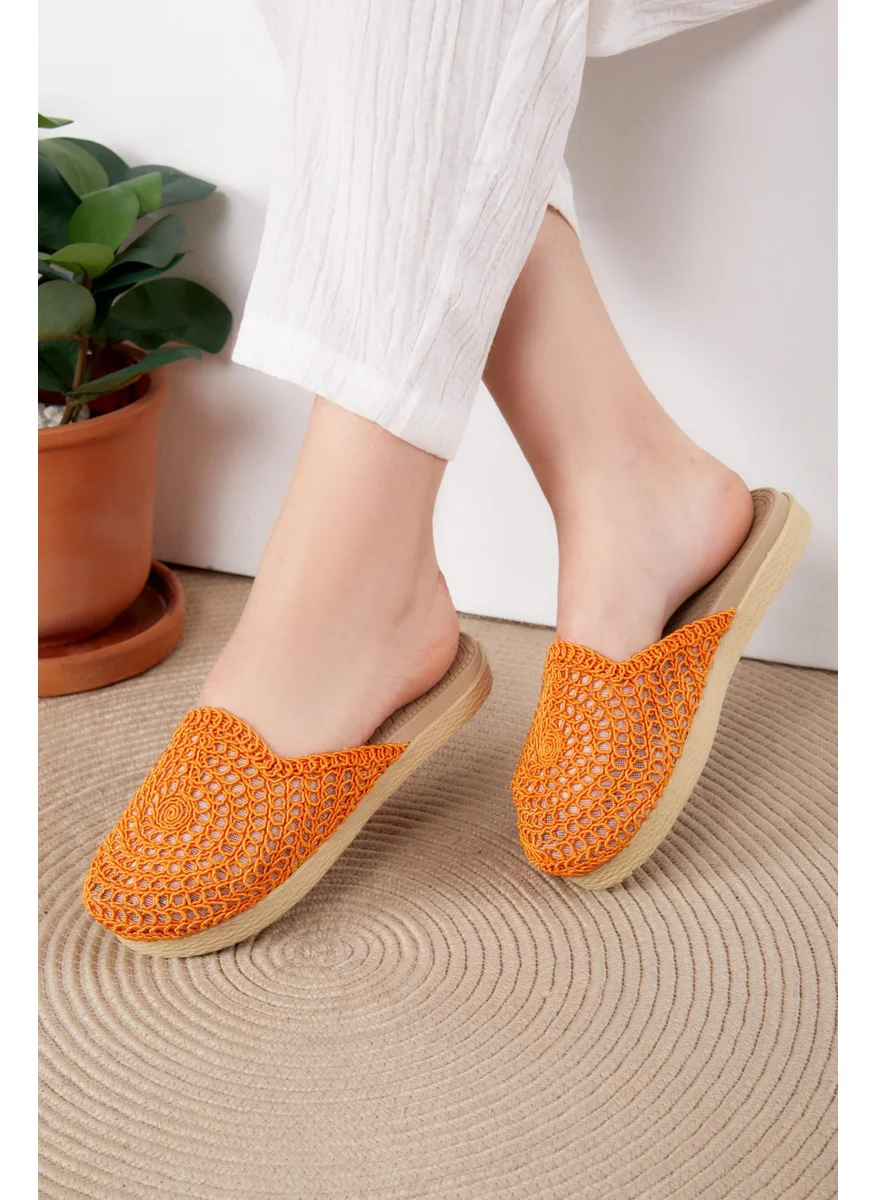 Tofisa Women's Orange Straw Slippers - 25535