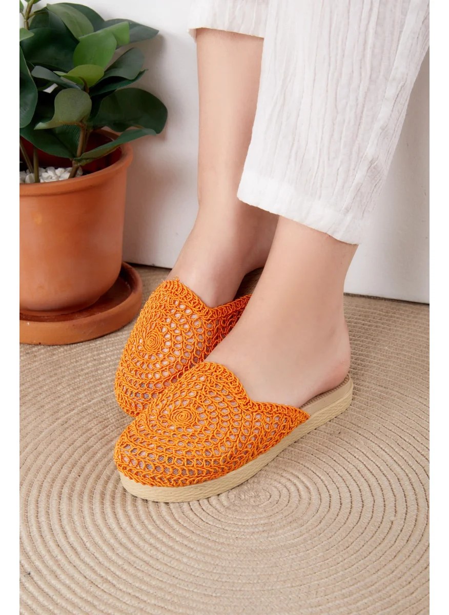 Tofisa Women's Orange Straw Slippers - 25535