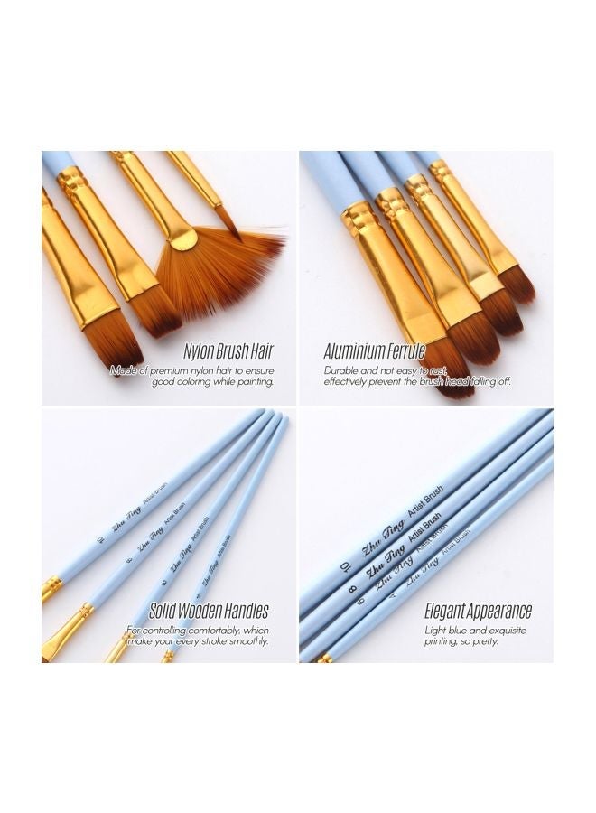 NIBEMINENT 20-Piece Artist Paintbrush Set Blue/Gold/Brown - Image 2