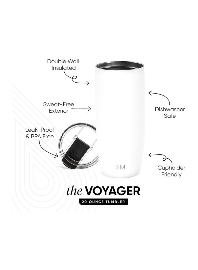 Simple Modern Travel Coffee Mug Tumbler with Flip Lid | Reusable Insulated Stainless Steel Cold Brew Iced Coffee Cup Thermos | Gifts for Women Men Him Her | Voyager Collection | 20oz | Winter White - Image 3