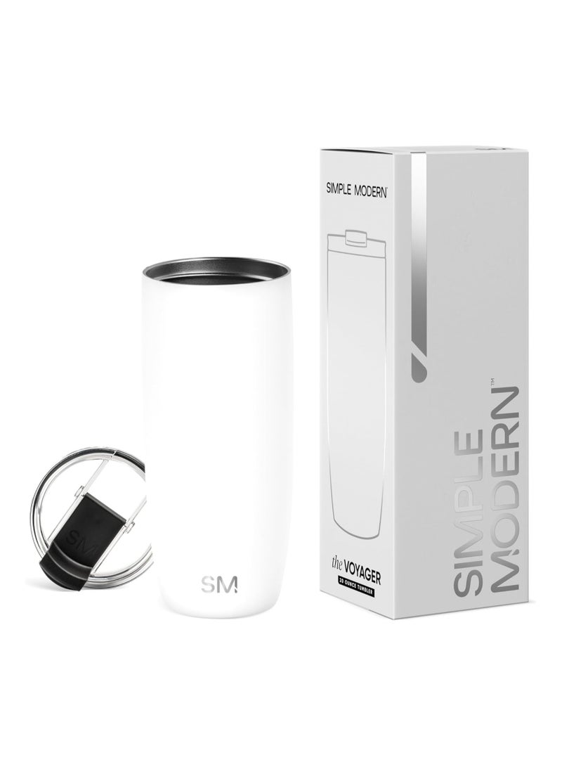 Simple Modern Travel Coffee Mug Tumbler with Flip Lid | Reusable Insulated Stainless Steel Cold Brew Iced Coffee Cup Thermos | Gifts for Women Men Him Her | Voyager Collection | 20oz | Winter White - Image 1