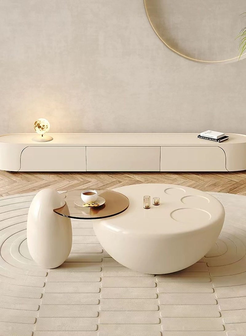 Merry Moments مجموعة طاولة القهوة Danity Paw، طاولة جانبية للأريكة، طاولة للوجبات الخفيفة، تصميم عصري لغرفة المعيشة، غرفة النوم، المكتب، البيع بالتجزئة H50xL112xW82 سم (مجموعة قطعتين) - Image 2