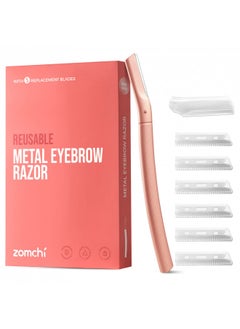 Eyebrow Razor, Face Razors for Women&Men, Eyebrow Trimmer Shaper with Precision Cover,Facial Shaver with 6 Blades (Rose Gold)