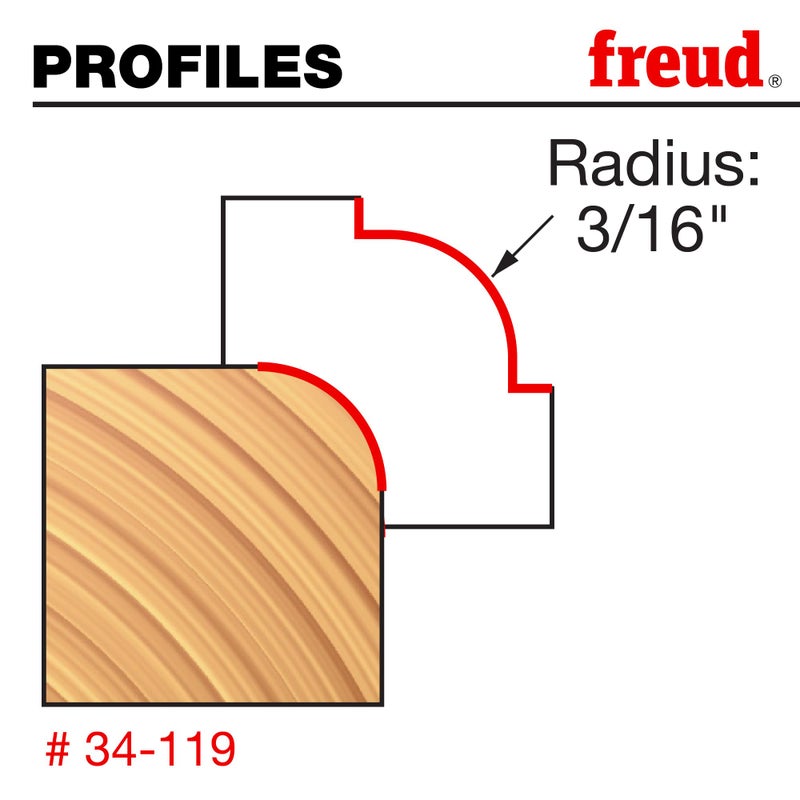 Freud 34-119: 3/16" Radius Rounding Over Bit with 1/2" Shank - Image 2