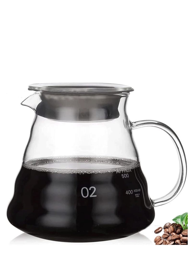 SYOSI Heat Resistant Glass Hand Drip Coffee Pot Coffee Server Kettle Coffee Maker Teapot/Clear Glass Range Standard Coffee Server(20oz) - Image 1