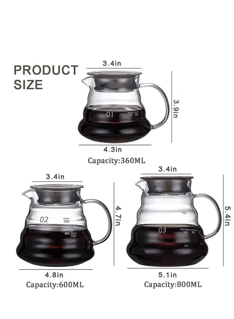 SYOSI Heat Resistant Glass Hand Drip Coffee Pot Coffee Server Kettle Coffee Maker Teapot/Clear Glass Range Standard Coffee Server(20oz) - Image 3
