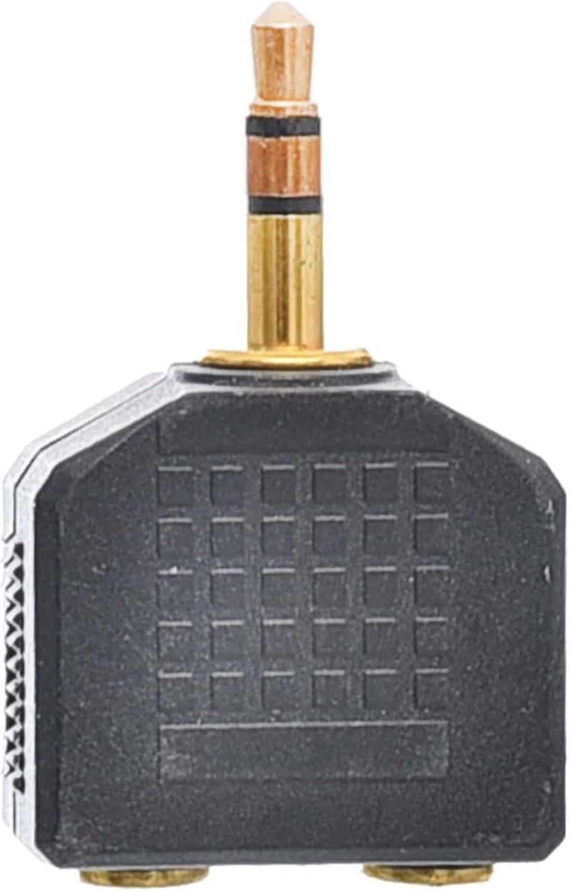 موزع صوت Be Connected Connector، موصل 3.5 ملم ذكر إلى منفذي ستيريو 3.5 ملم أنثى، عالي السرعة وعملي للأجهزة المتعددة - أسود ذهبي
