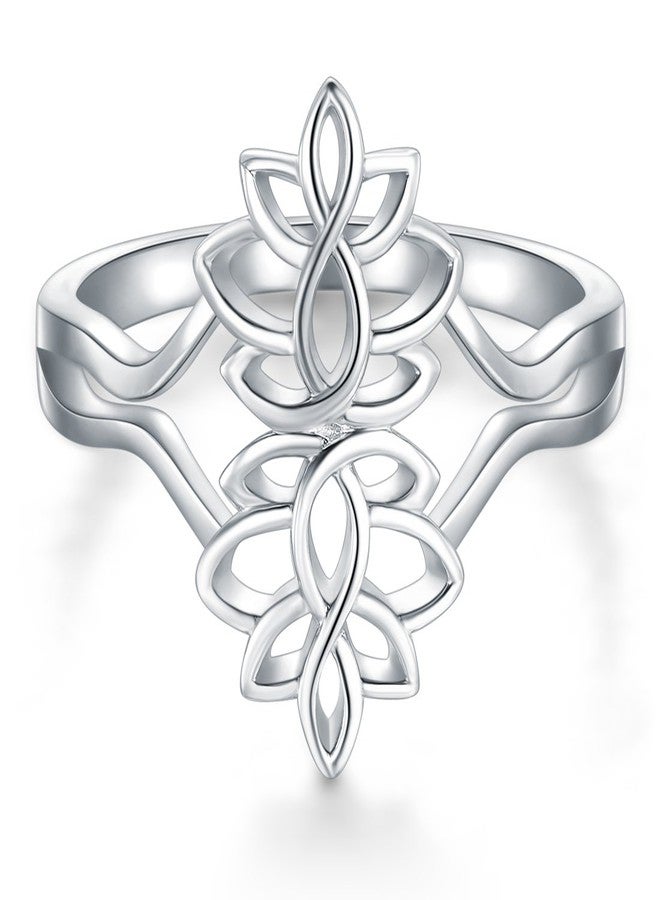 BORUO 925 Sterling Silver Ring, Lotus Flower Yoga High Polish Plain Dome Tarnish Resistant Comfort Fit Wedding Band Ring Size 7 - Image 2