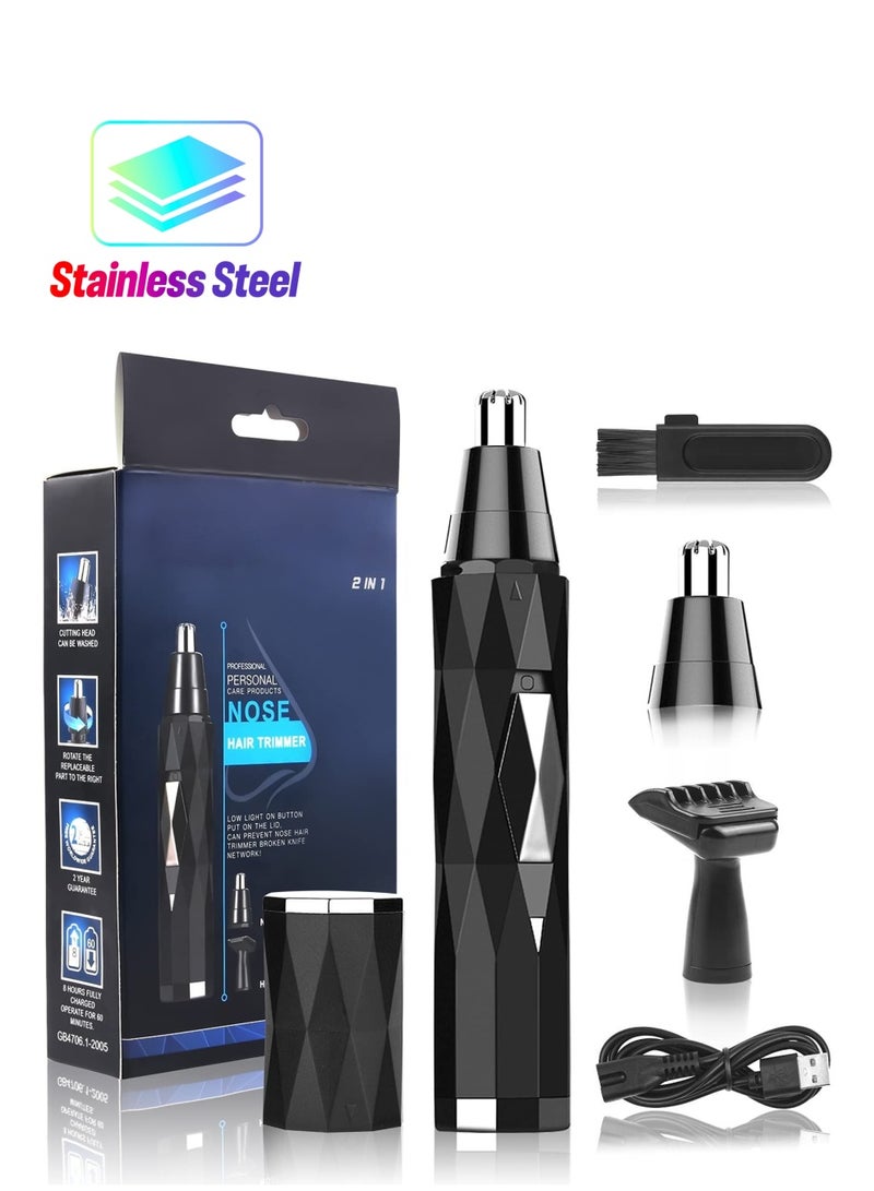 NIBEMINENT Nose Hair Trimmer for Men 2-in-1 Painless Nasal and Ear Clipper USB Rechargeable Facial Lightweight Detail - Image 1