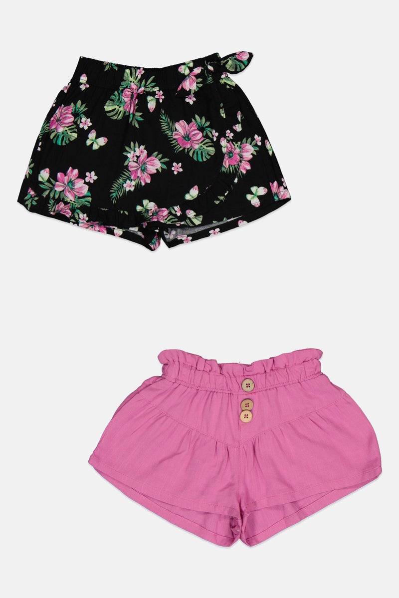 Nanette lepore Kids Girl 2Pcs Floral Print Basic Shorts, Multicolor - Image 3