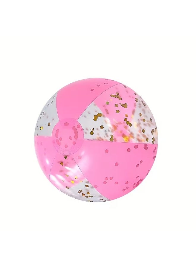 Goolsky PVC Inflatable Glitter Beach Ball, Sequin Water Toy for Sand Play and Pool Fun, Extra Large Beach Ball, Large Beach Balls, Floating Ball, Pool Beach Ball, Disco Ball Beach Ball, Beach Accessories, Pool Float, Summer Fun, Sequin Ball, Festive Ball, Lightweight Float, Durable Inflatable, Floating Accessory, Vacation Essentials, Family Fun - Image 1