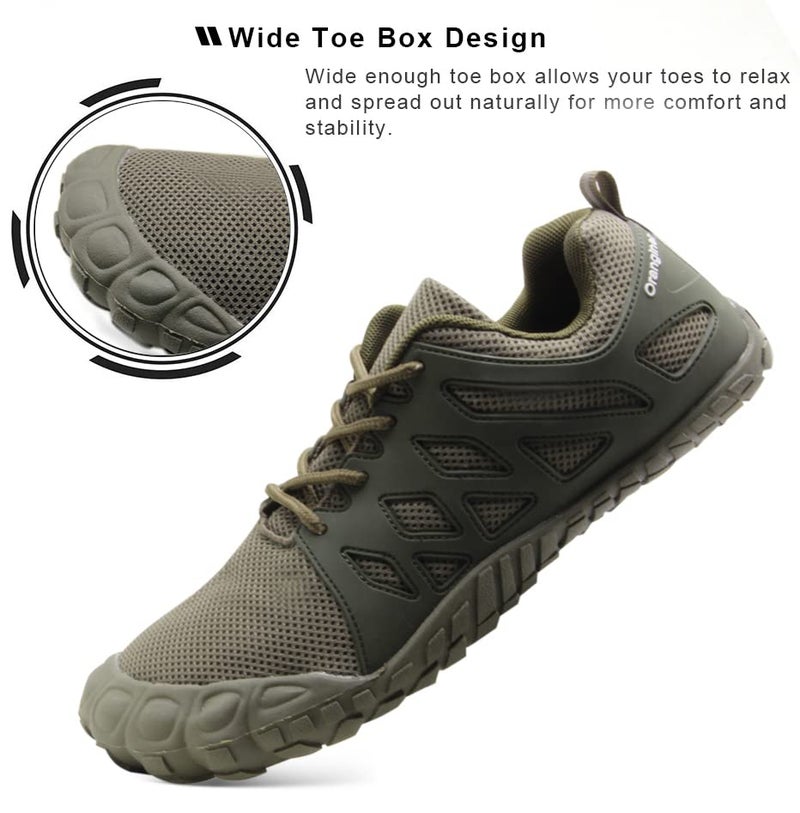 Oranginer Men's Barefoot Shoes Comfy Flexible Five Toe Shoes Men Army Green Size 13