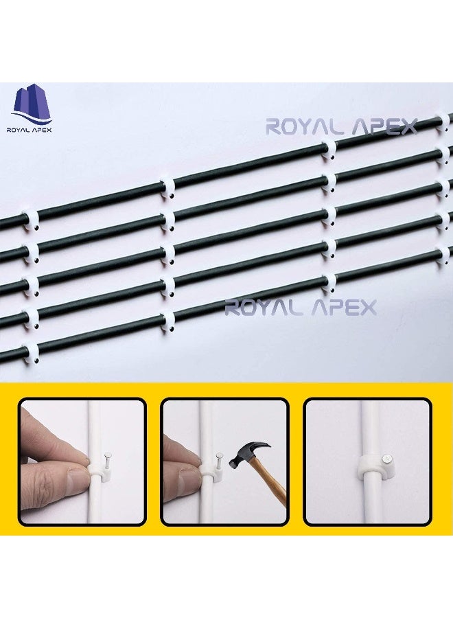 Royal Apex مشابك كابلات كهربائية دائرية من رويال أبيكس، مثبتات مسامير فولاذية لتنظيم الأسلاك الكهربائية - بيضاء (10 مم - 100 قطعة) - Image 4
