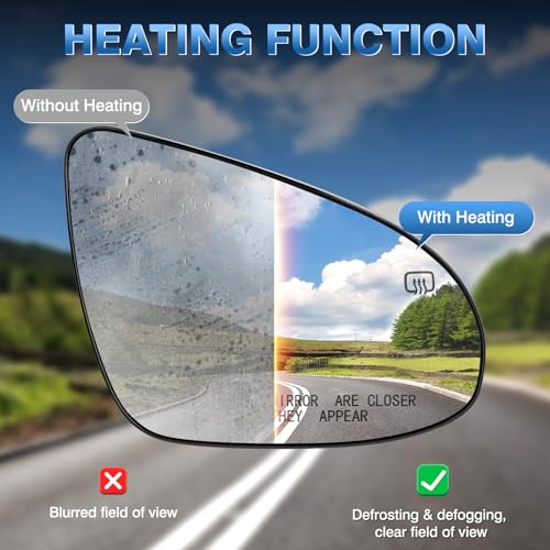 TOP-MAX Passenger Side Mirror Glass Compatible with Toyota Camry 2012-2017, Avalon Hybrid 2013-2018, Right Side Convex Rearview Mirror Glass Power Heated, Replaces 87917-06400 - Image 3