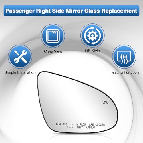 TOP-MAX Passenger Side Mirror Glass Compatible with Toyota Camry 2012-2017, Avalon Hybrid 2013-2018, Right Side Convex Rearview Mirror Glass Power Heated, Replaces 87917-06400 - Image 5